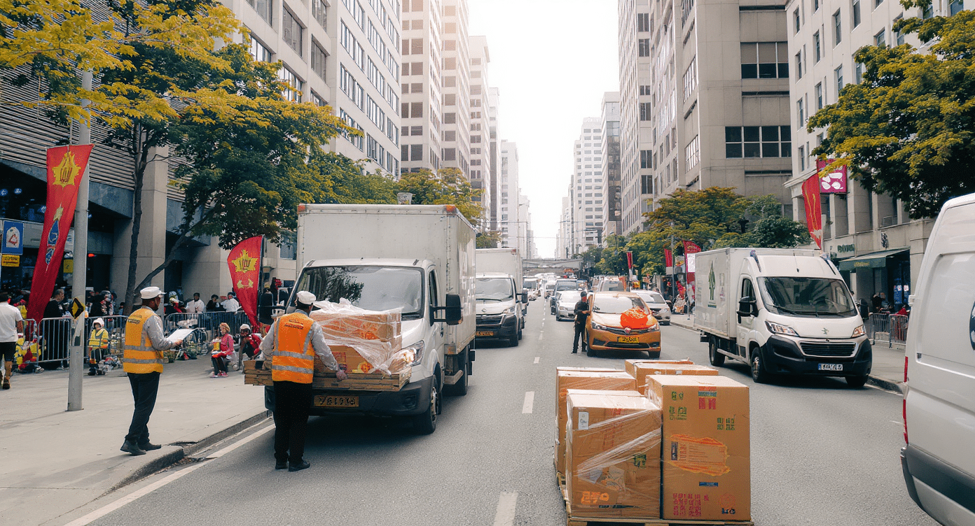 Logistique mondiale illustrée sur trois territoires différents