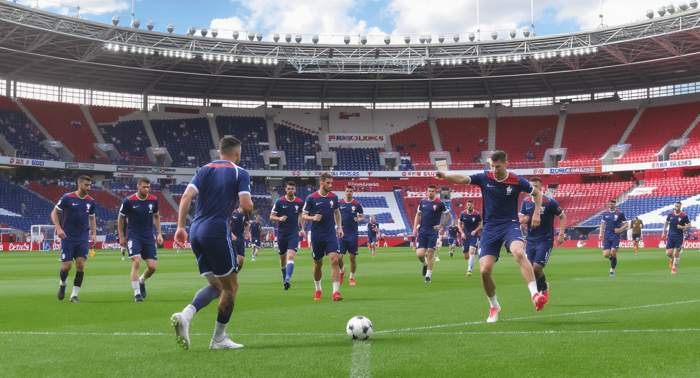 Joueurs de l'équipe de France s'entraînant pour la Coupe du monde 2026