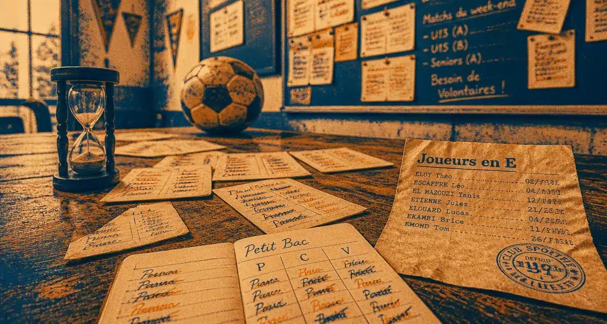 Joueur de foot en e : fiches Petit Bac et ballon de foot