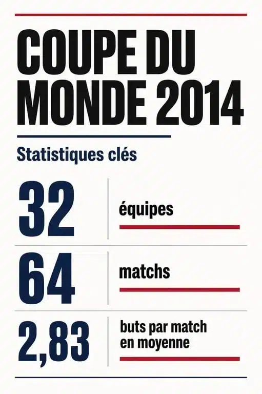 Infographie des statistiques clés de la Coupe du monde 2014 au Brésil