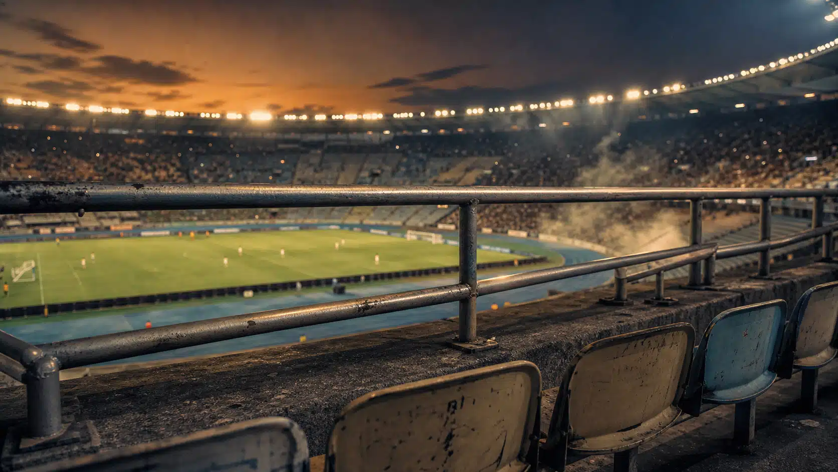 Estadio de maracana : sièges usés et arène vue panoramique
