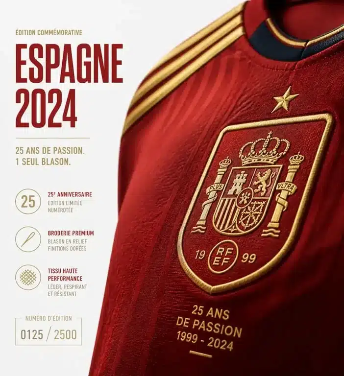 Édition spéciale maillot Espagne Coupe du Monde détails dorés